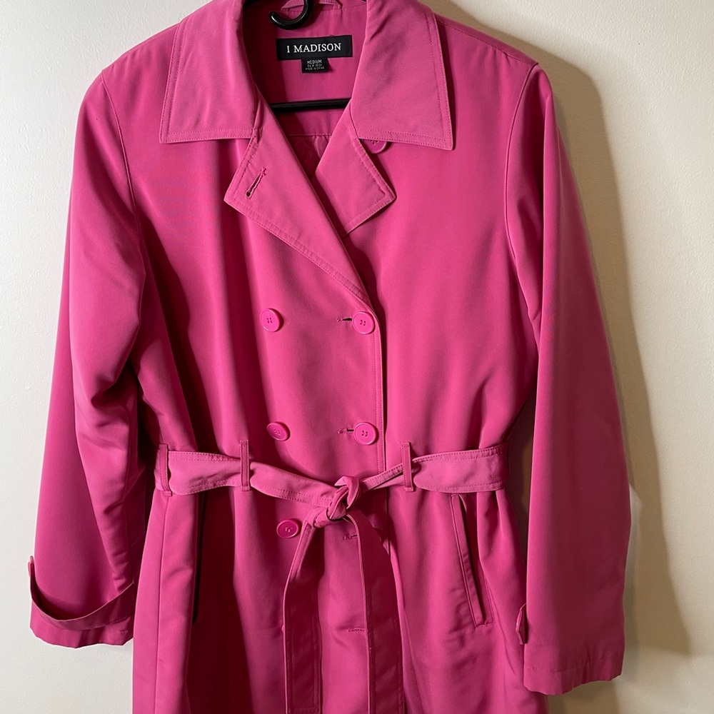 Bright Pink trench coat rain coat